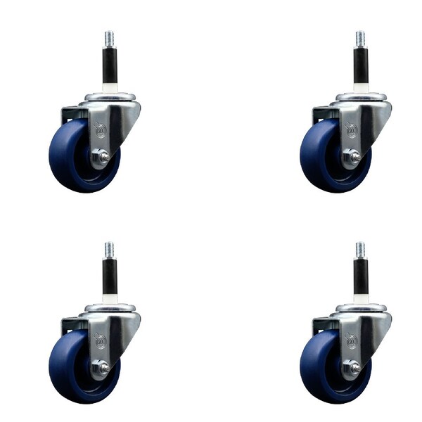 Service Caster 3'' Solid Poly Wheel Swivel 7/8'' Expanding Stem Caster Set, 4PK SCC-EX20S314-SPUS-78-4 - main